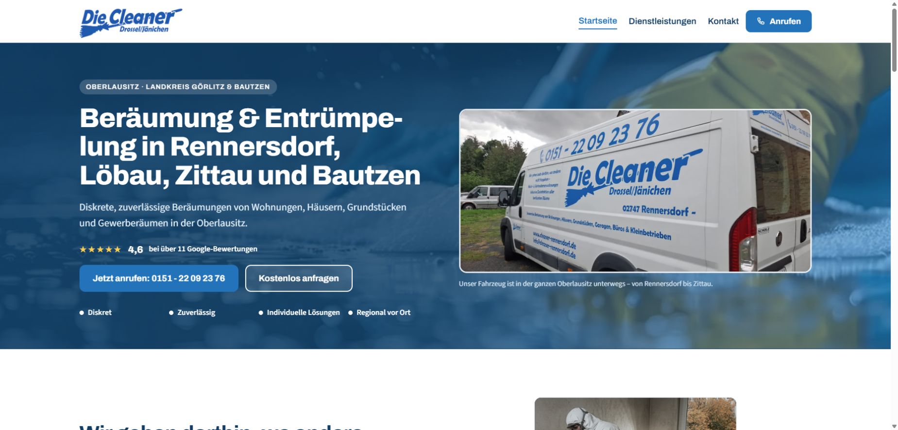 Website-Vorschau von Die Cleaner – Rennersdorf